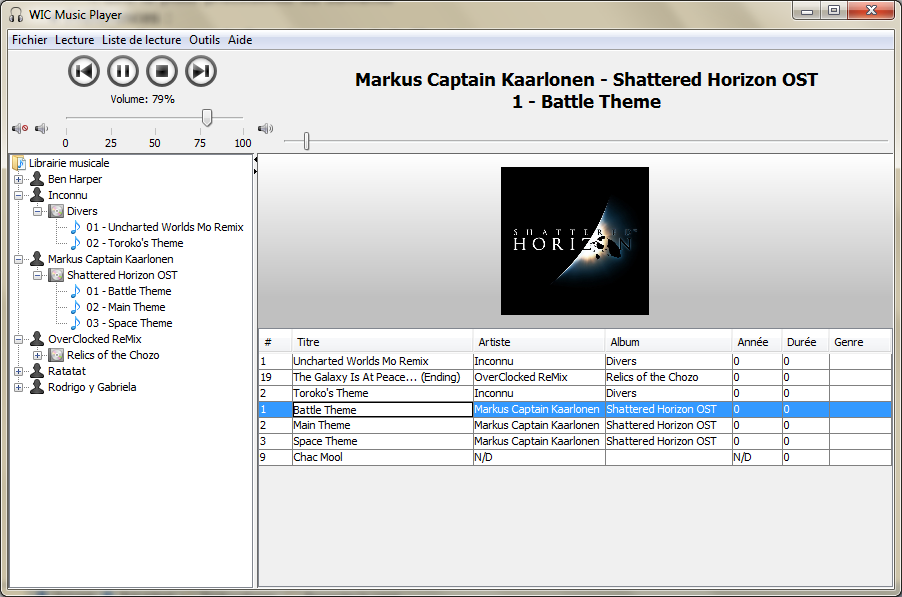 Capture d'écran du Player